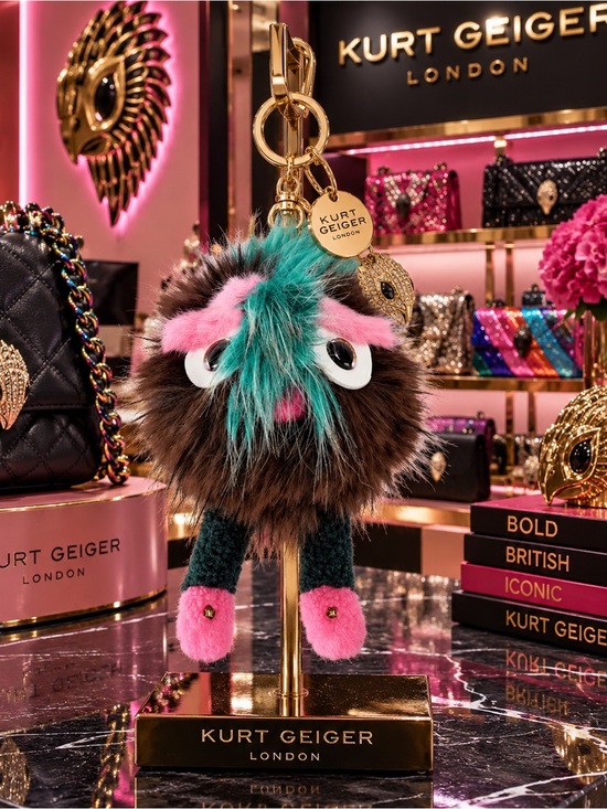 Kurt Geiger Handbags - Kurt Geiger Teal, Pink & Brown Furry Monster Bag Charm